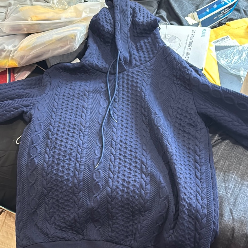 Men's Navy Blue Cable Knit Sweater